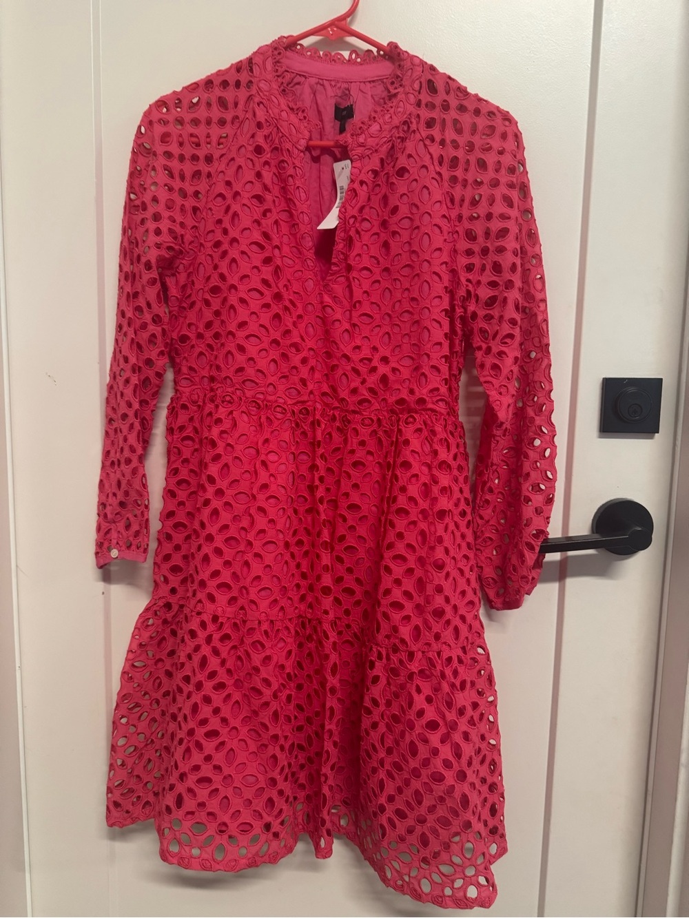 Jcrew Women’s Bright Pink Eyelet Tiered Dress, XS